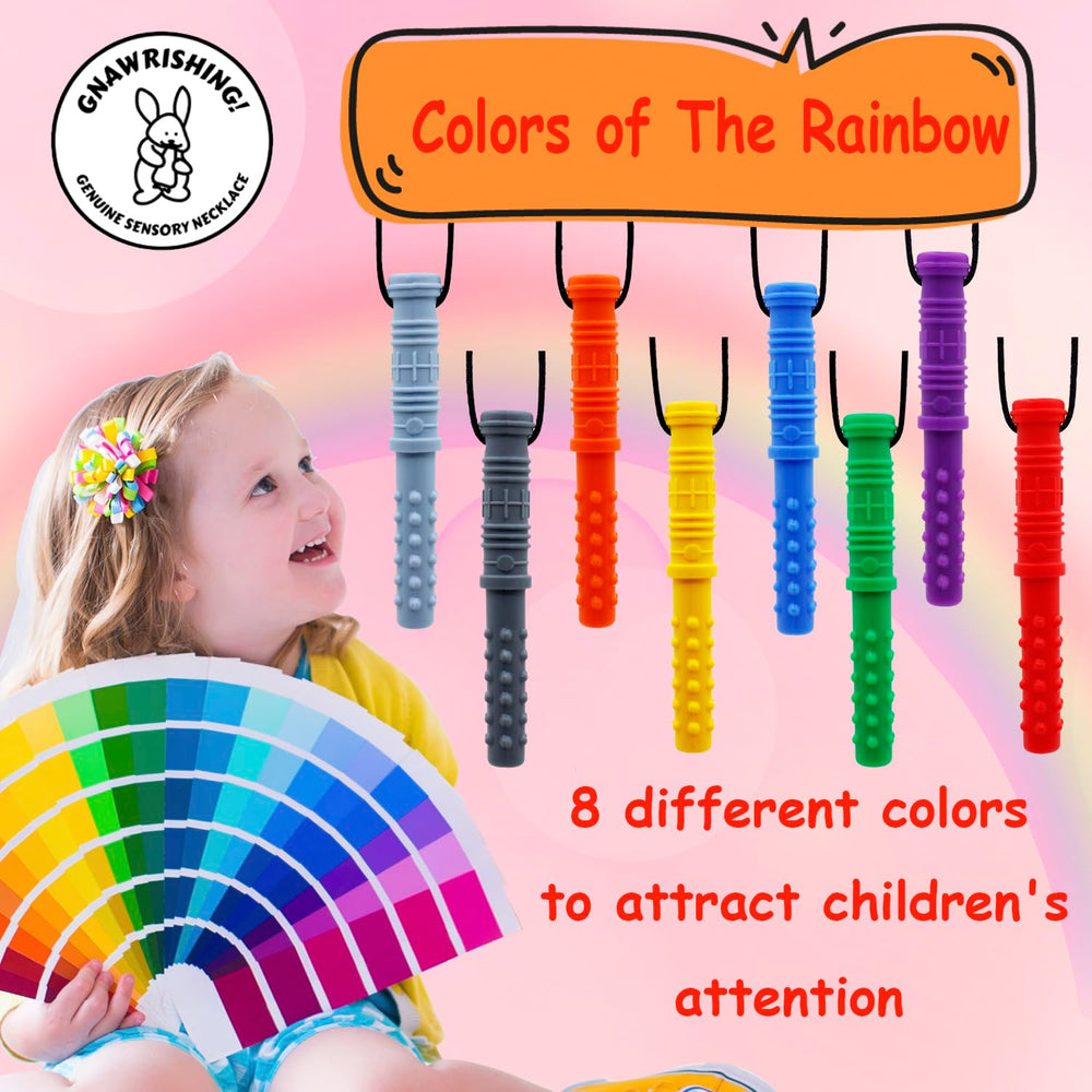 GNAWRISHING Chew Necklaces worn by a child during daily activity