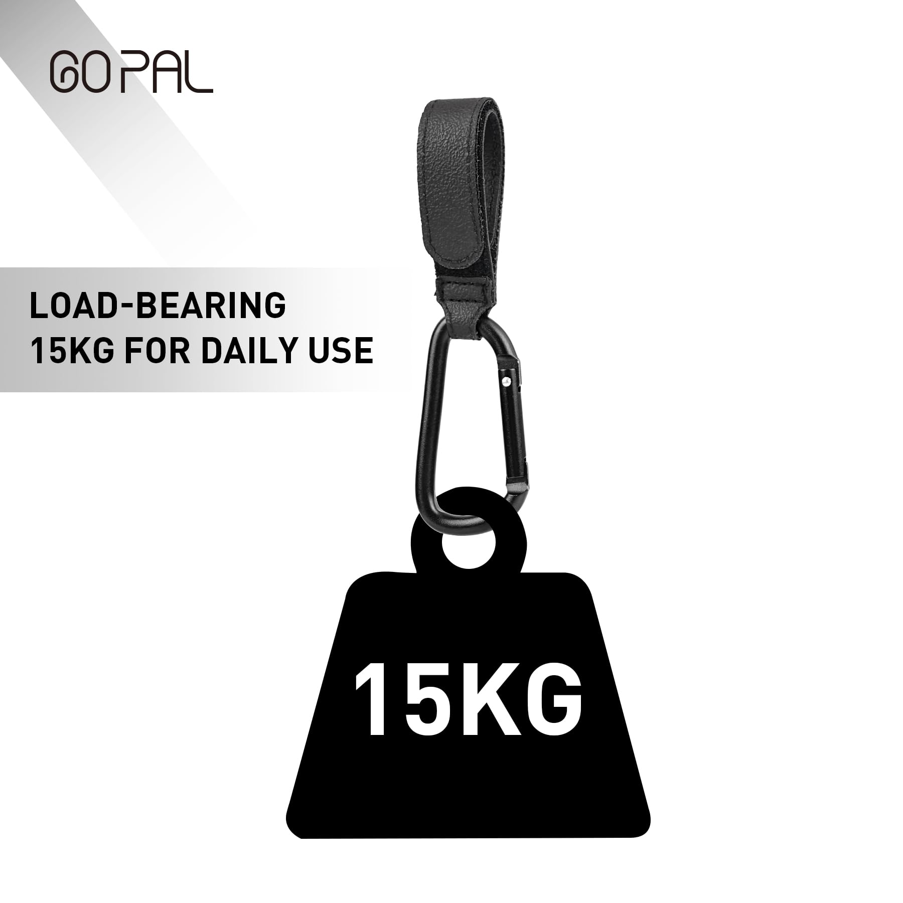 Go Pal stroller hooks 33lbs weight capacity support heavier bags securely.
