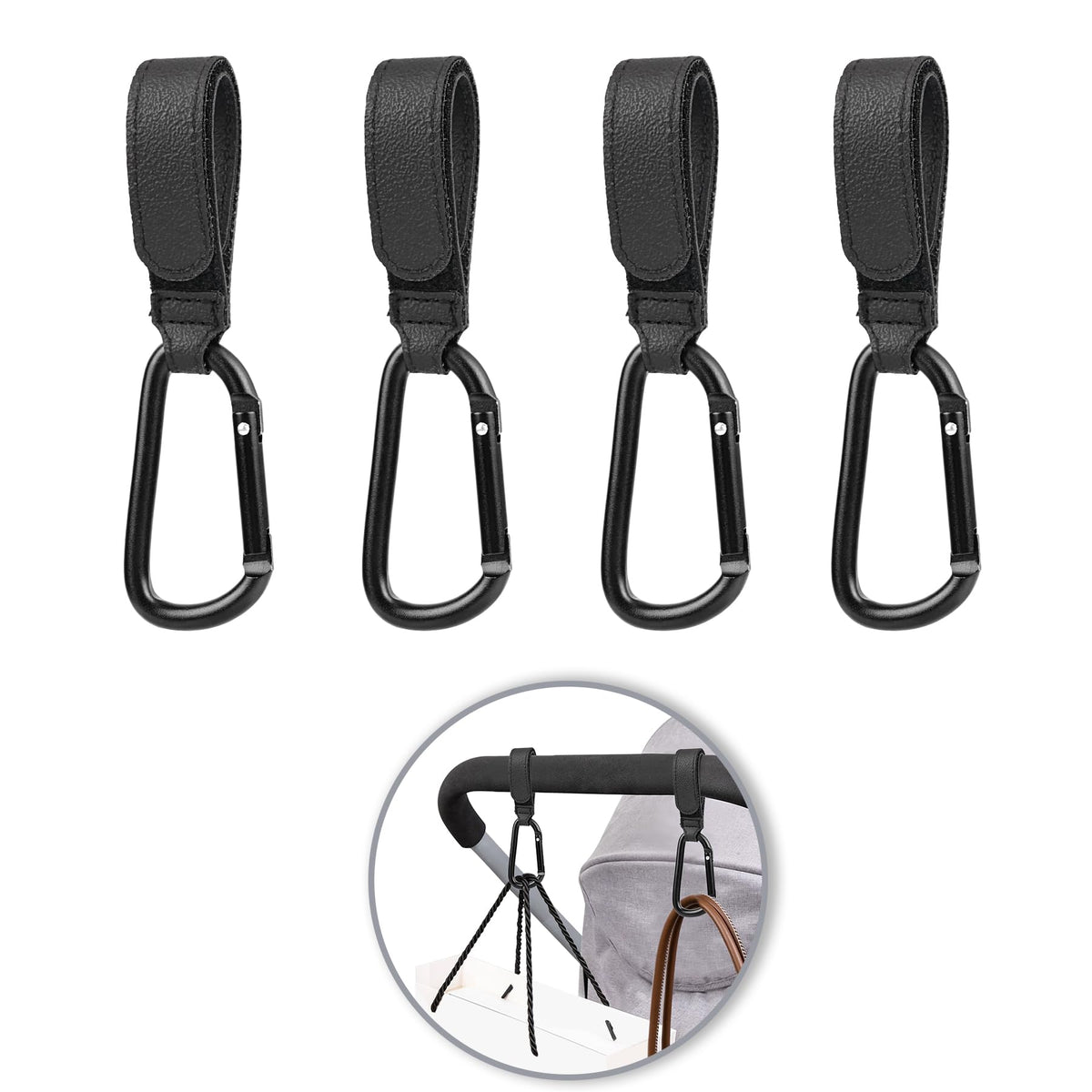 Go Pal stroller hooks adjustable-strap-attachment delivers secure, slip-free bag support on any stroller handle.
