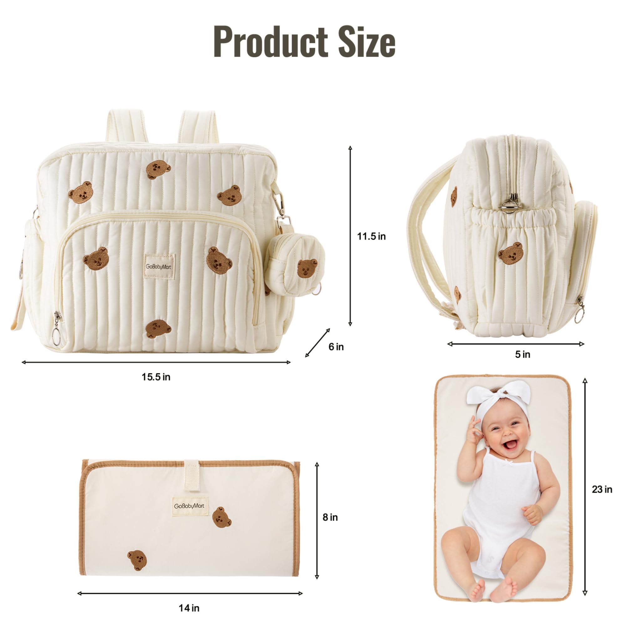 GOBABYMART diaper bag backpack reinforced stitching for durable daily use.