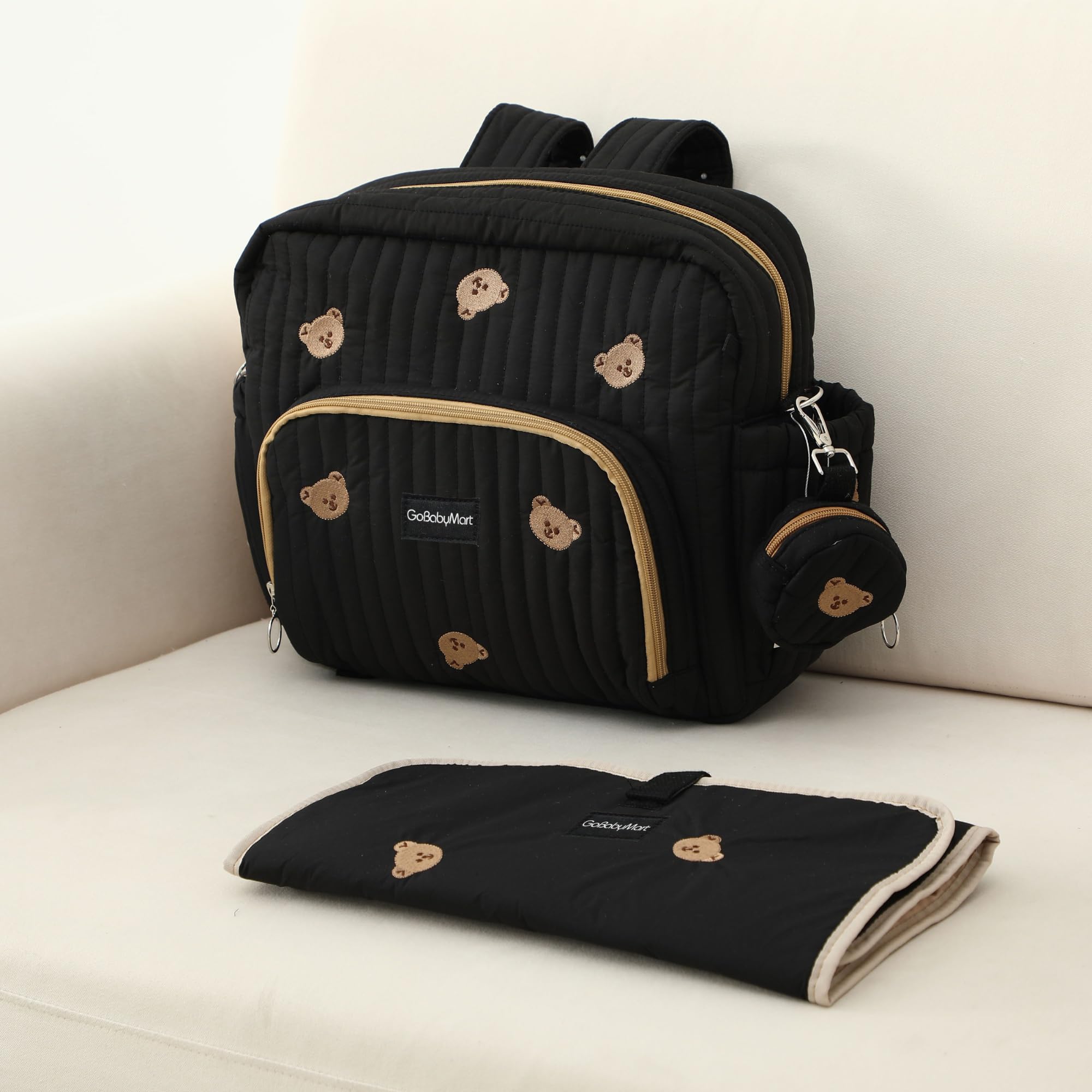 GOBABYMART diaper bag backpack changing pad included for on-the-go diaper changes.