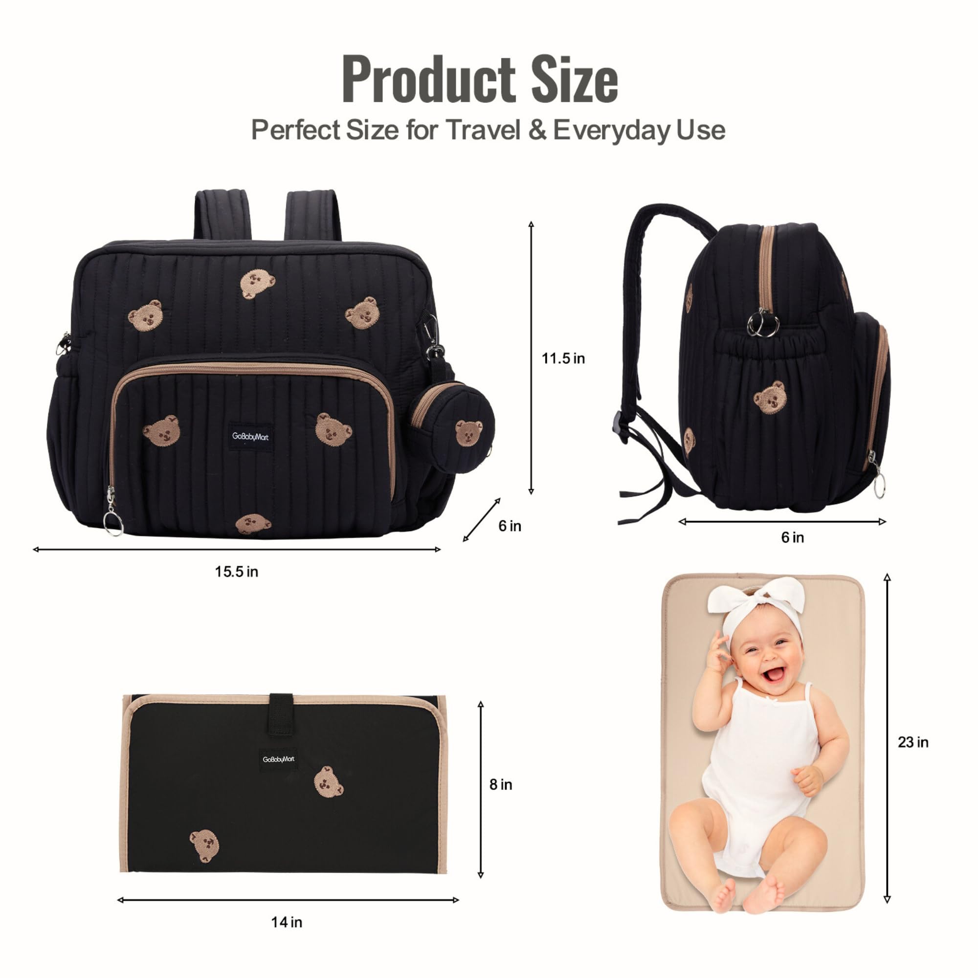 GOBABYMART diaper bag backpack pacifier holder stores essentials securely.