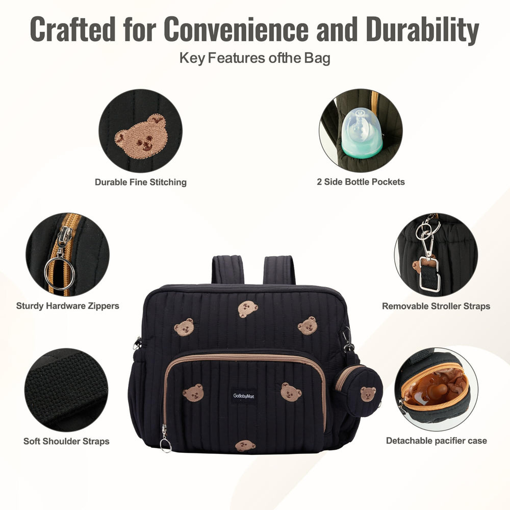 GOBABYMART diaper bag backpack stroller attachment straps for hands-free travel.