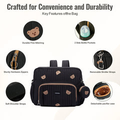GOBABYMART diaper bag backpack stroller attachment straps for hands-free travel.