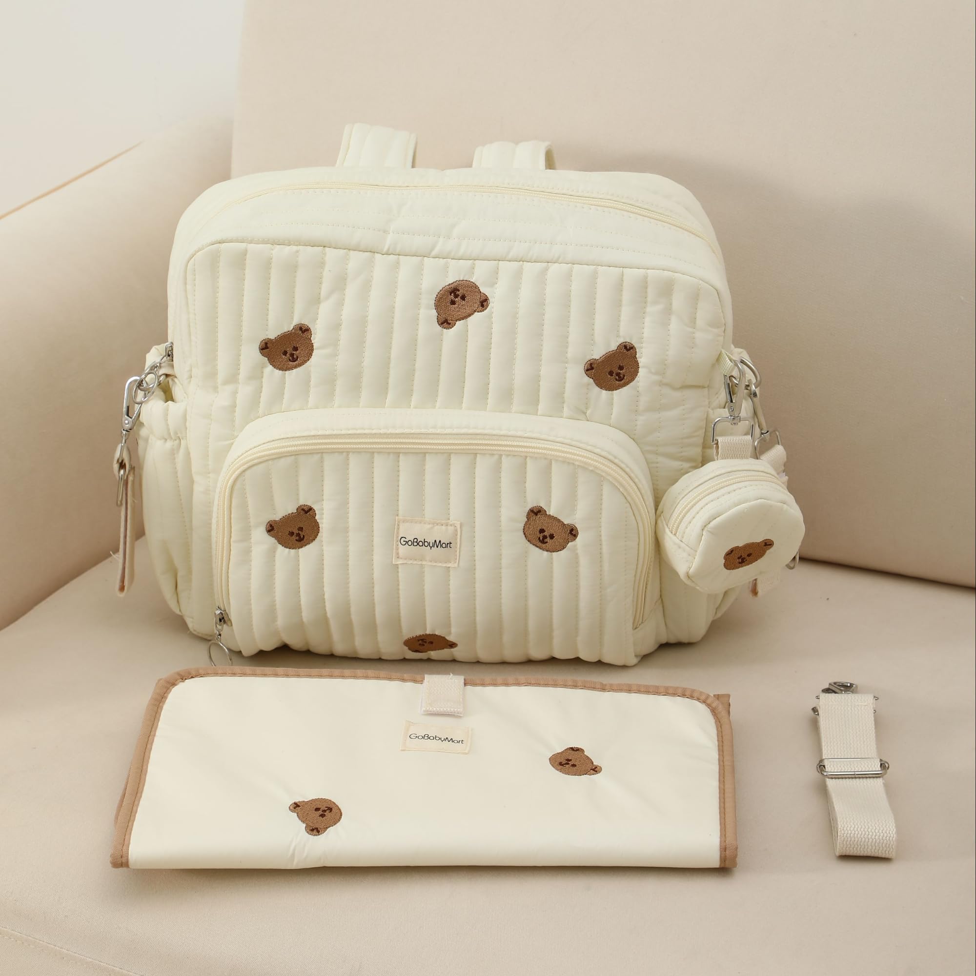 GOBABYMART diaper bag backpack with stroller attachment straps for hands-free travel.