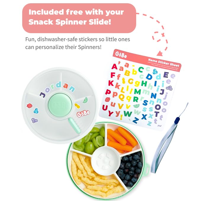 GoBe Kids Snack Spinner with hand strap for easy, portable snacking.