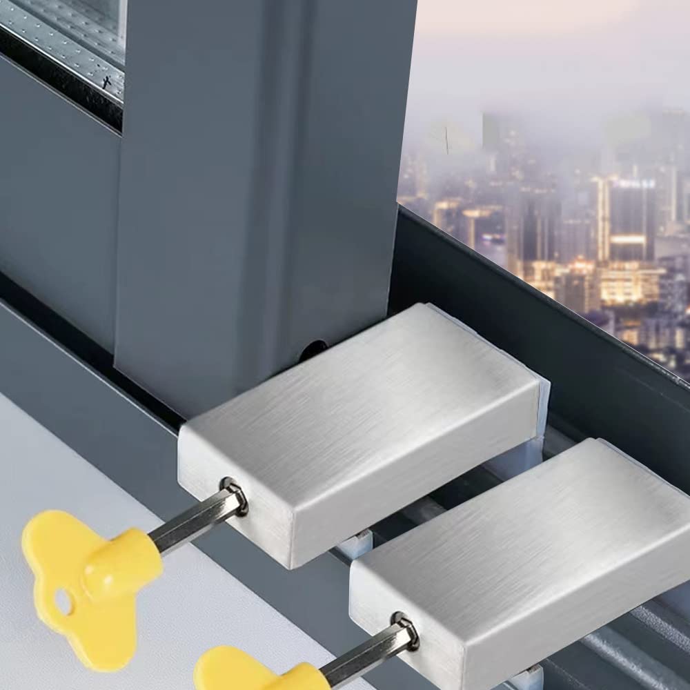 Gobericher 2-pack sliding lock close-up demonstrating childproof safety in action.