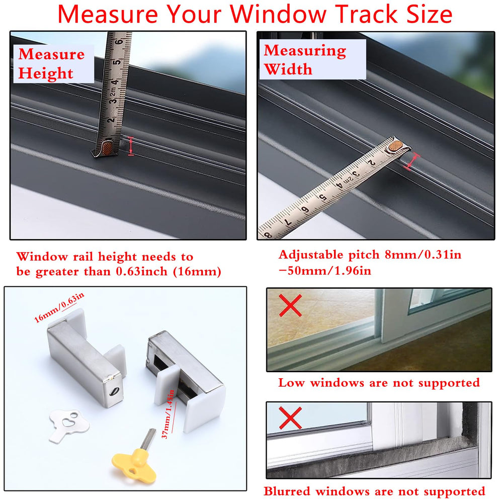 Gobericher window lock on double-hung window highlighting restricted opening range.