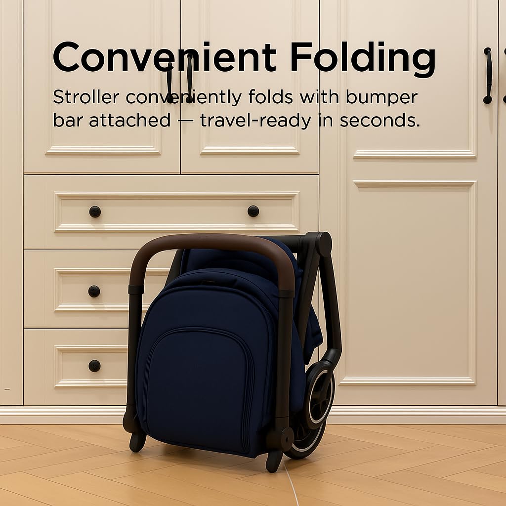 GOCKUAP foldable design shown folded with stroller for compact storage.