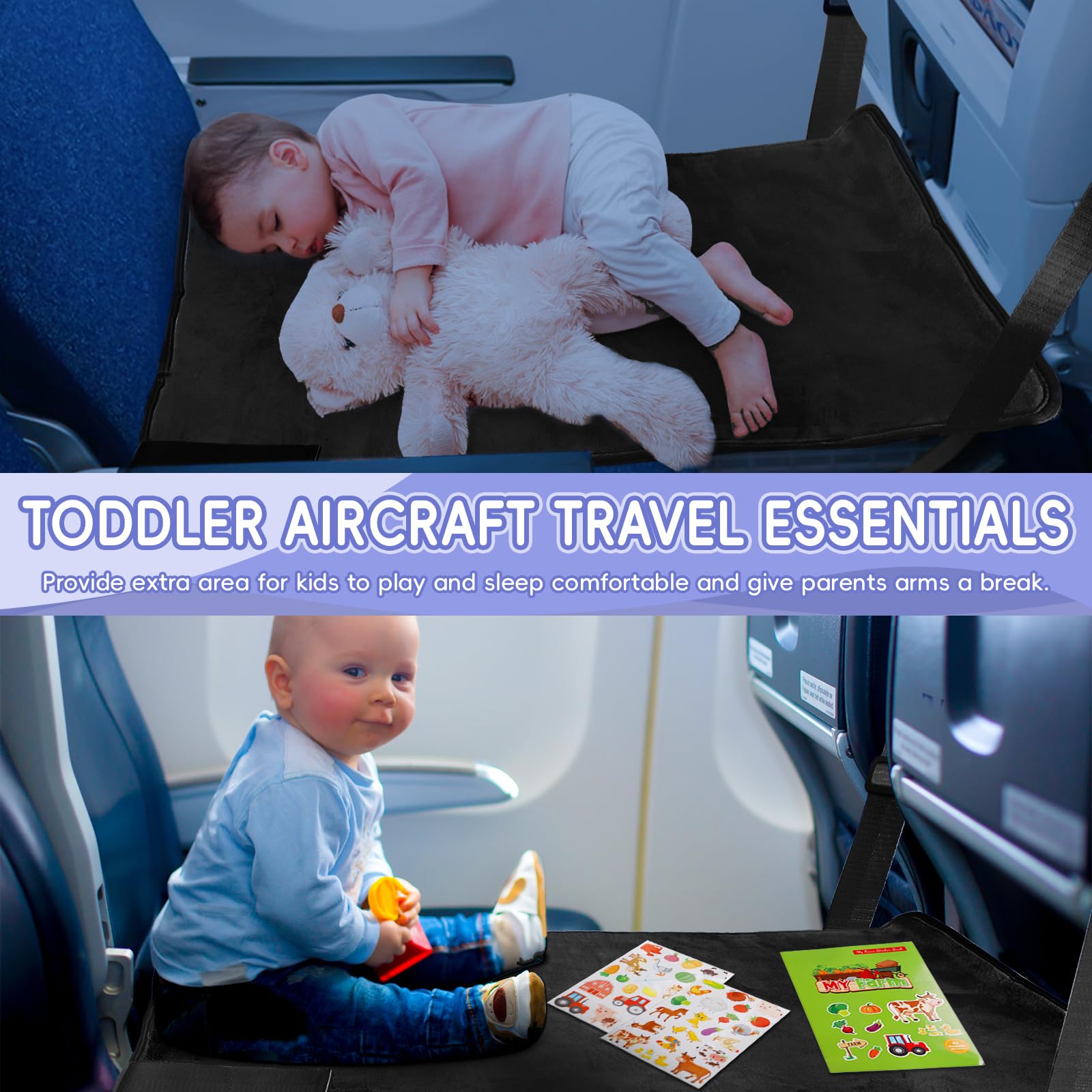 GoCozy toddler airplane bed folded in its storage bag for easy travel.