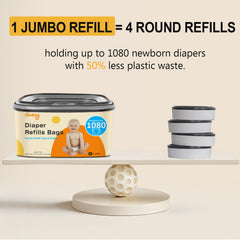 Godyoy Jumbo Square refill compatible with select pails supports tidy diaper disposal in busy nurseries