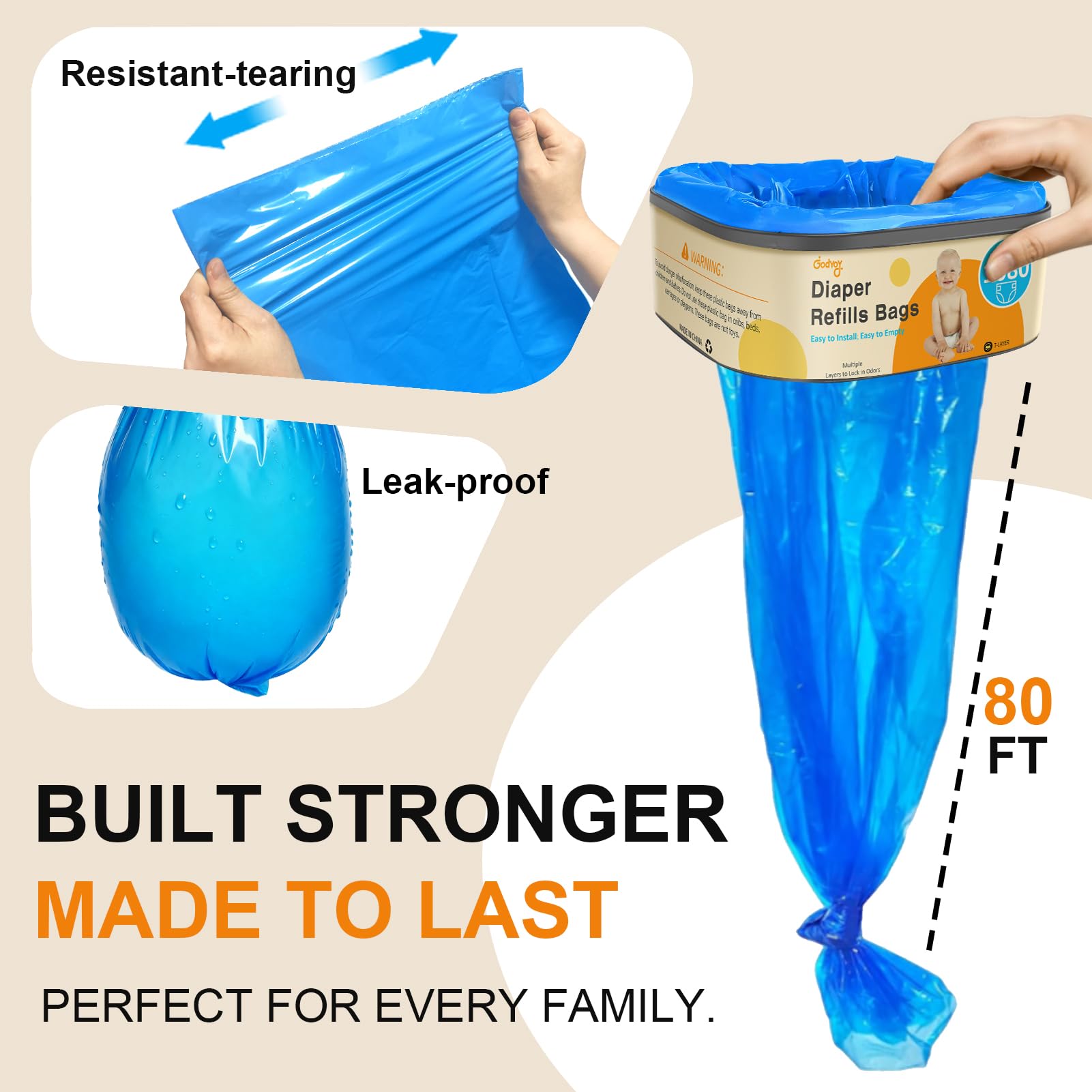 Godyoy Jumbo Square refill is durable and leak-proof for heavy-use diaper changes