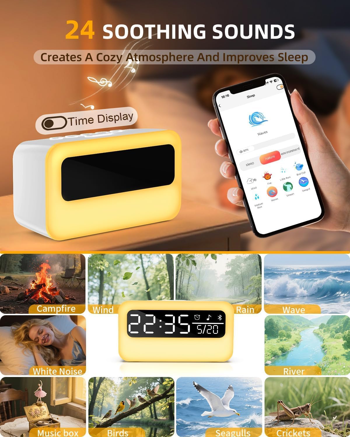 GOEATVE bluetooth speaker with music-sync light for immersive evenings