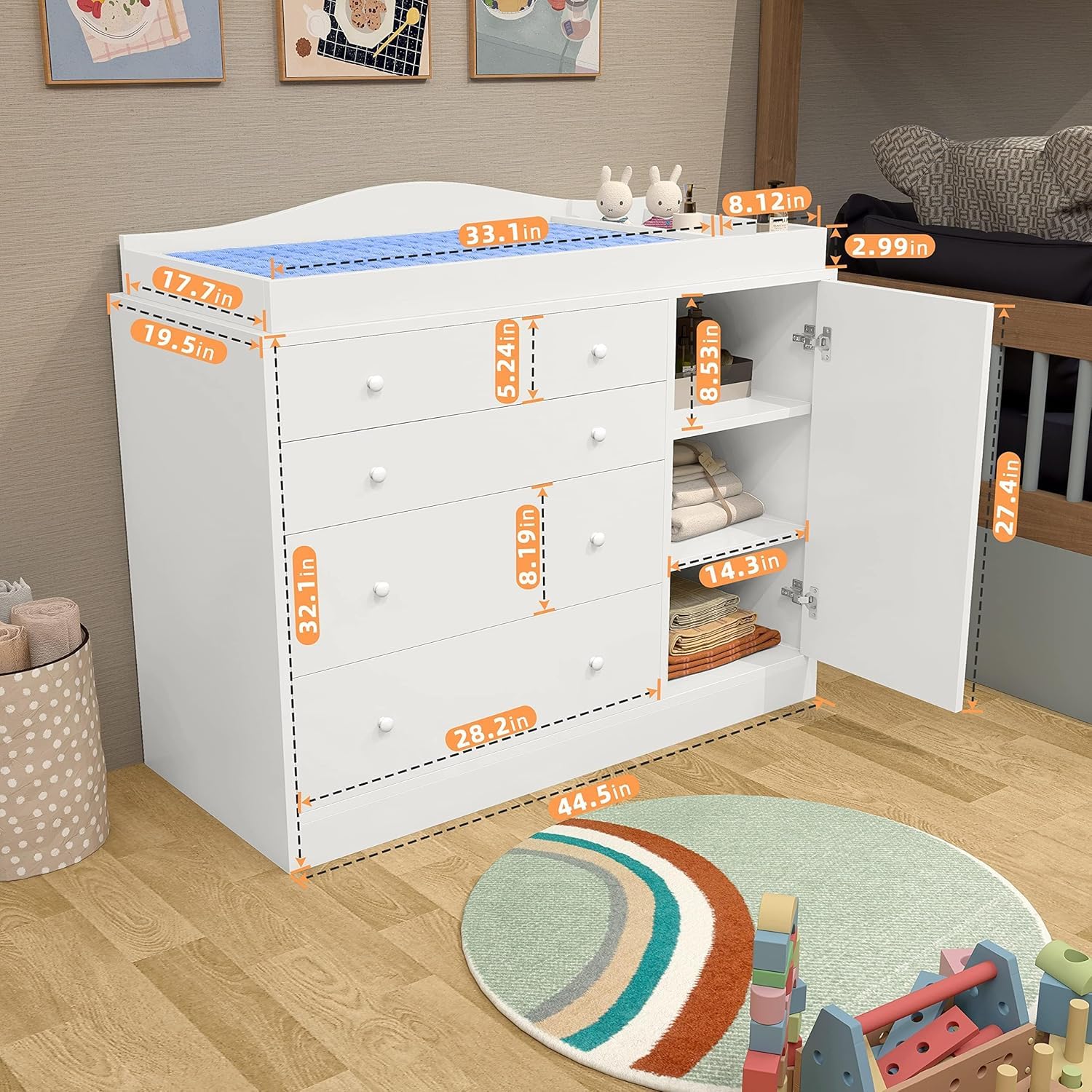 GOFEI drawer storage closeup showing smooth sliding rails.