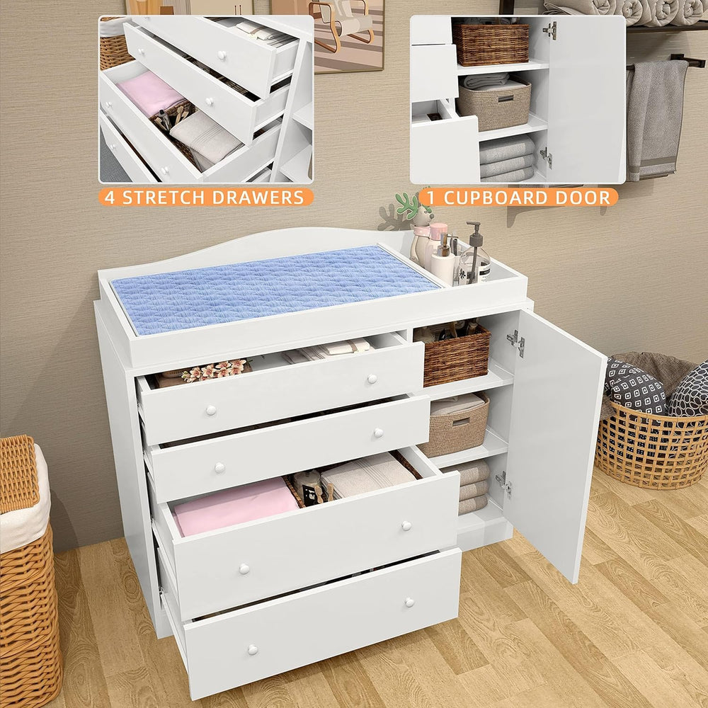 GOFEI dresser dimensions and easy assembly with included manual.