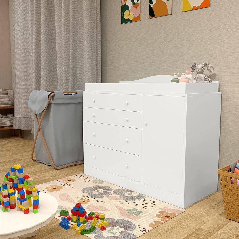 GOFEI modern white nursery dresser fits small and large spaces.