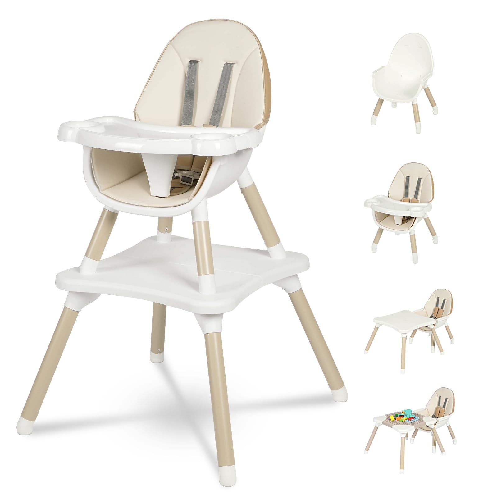 GoFirst 6-in-1 high chair assembly demonstrates compact, space-saving design for busy kitchens.