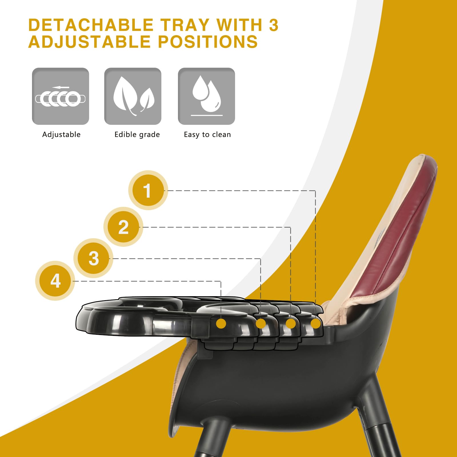 GoFirst compact, space-saving high chair design for small kitchens