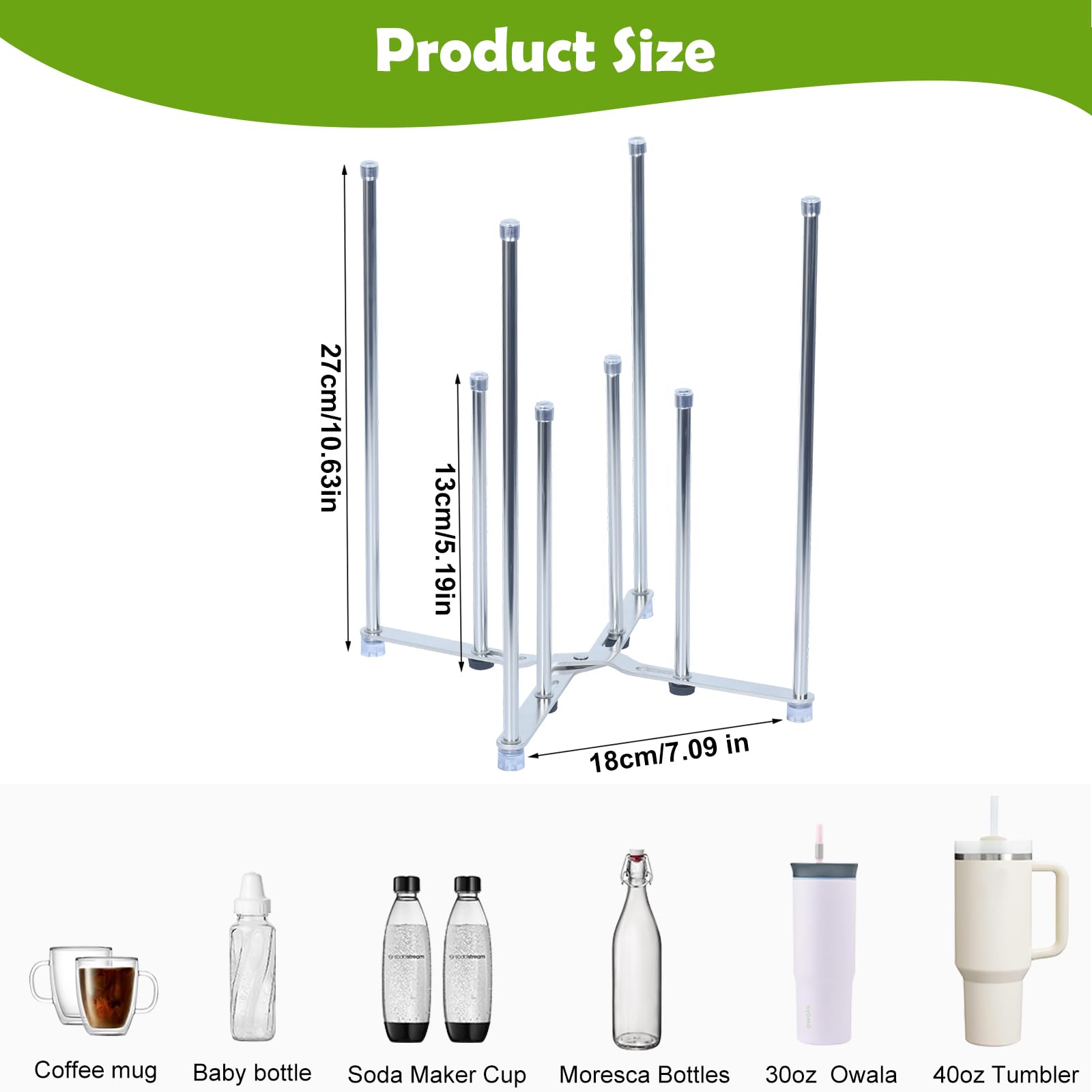 Goging 8-post drying structure holds mugs and bags without tipping during use.