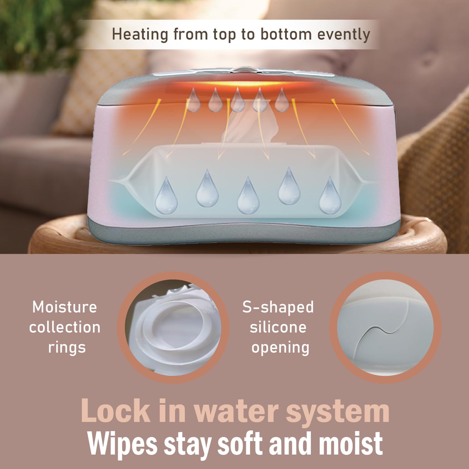 GOGO pure wipes warmer purple side view highlighting compact, ready-to-use dispenser