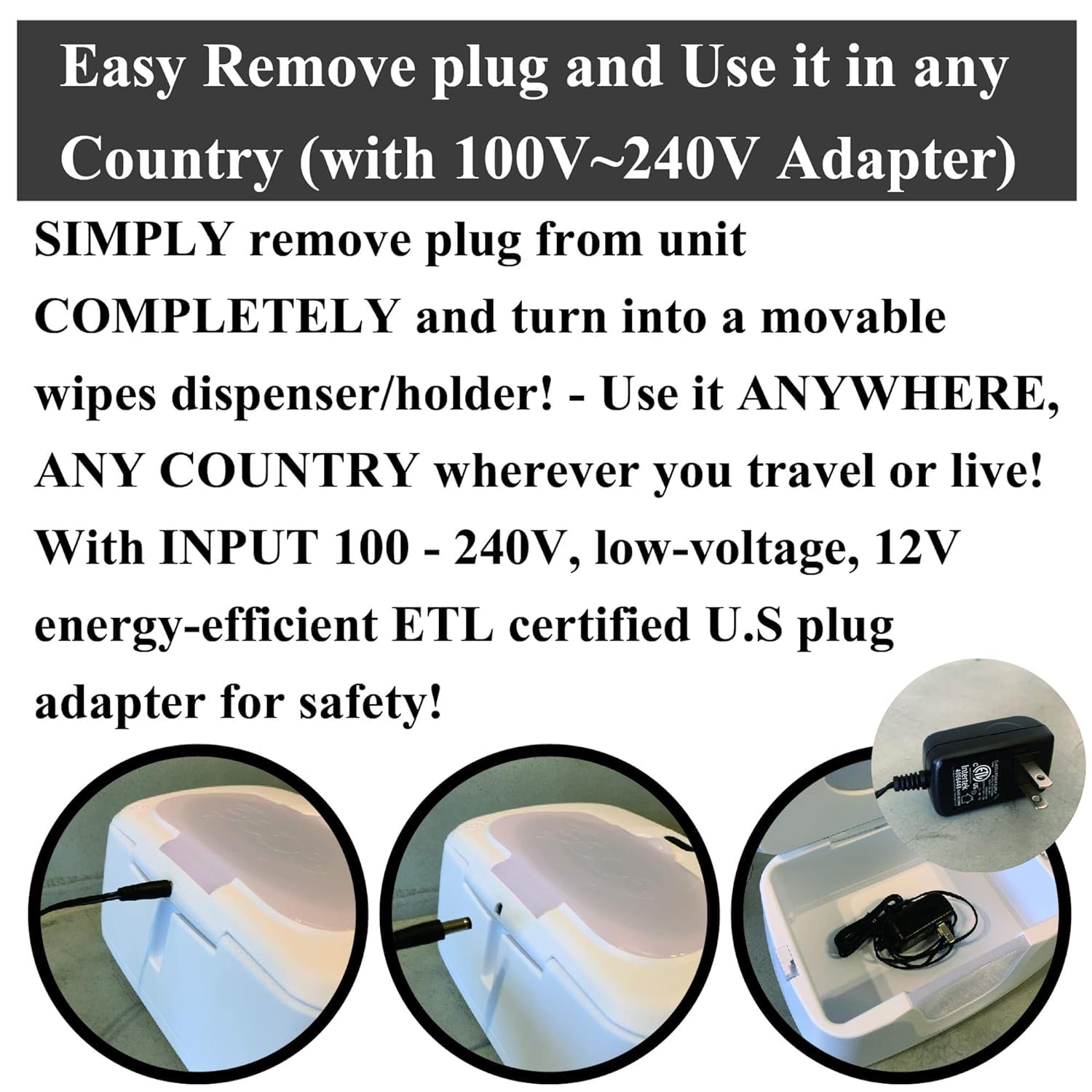 GOGO pure worldwide plug compatibility suits travel scenarios with a simple adapter.