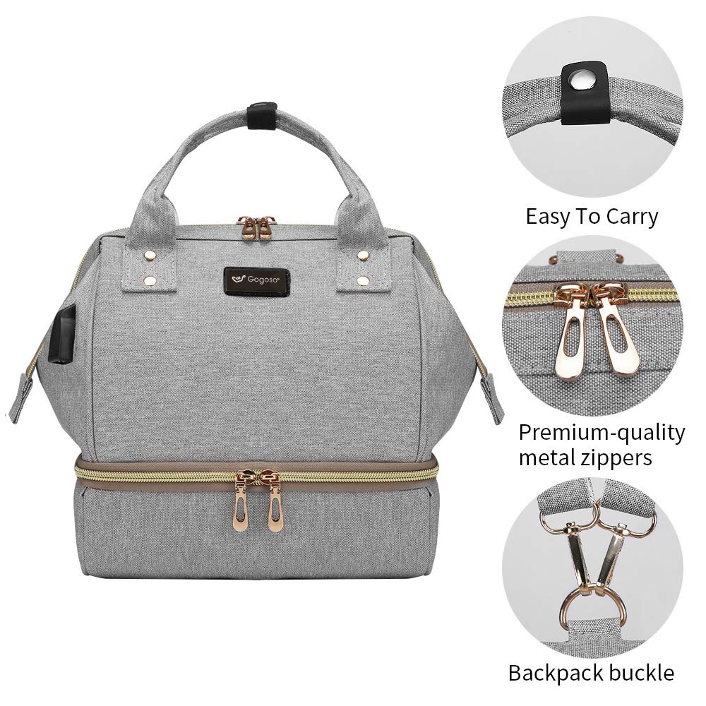 GOGOSO breast pump bag grey side pocket for quick reach to essentials.