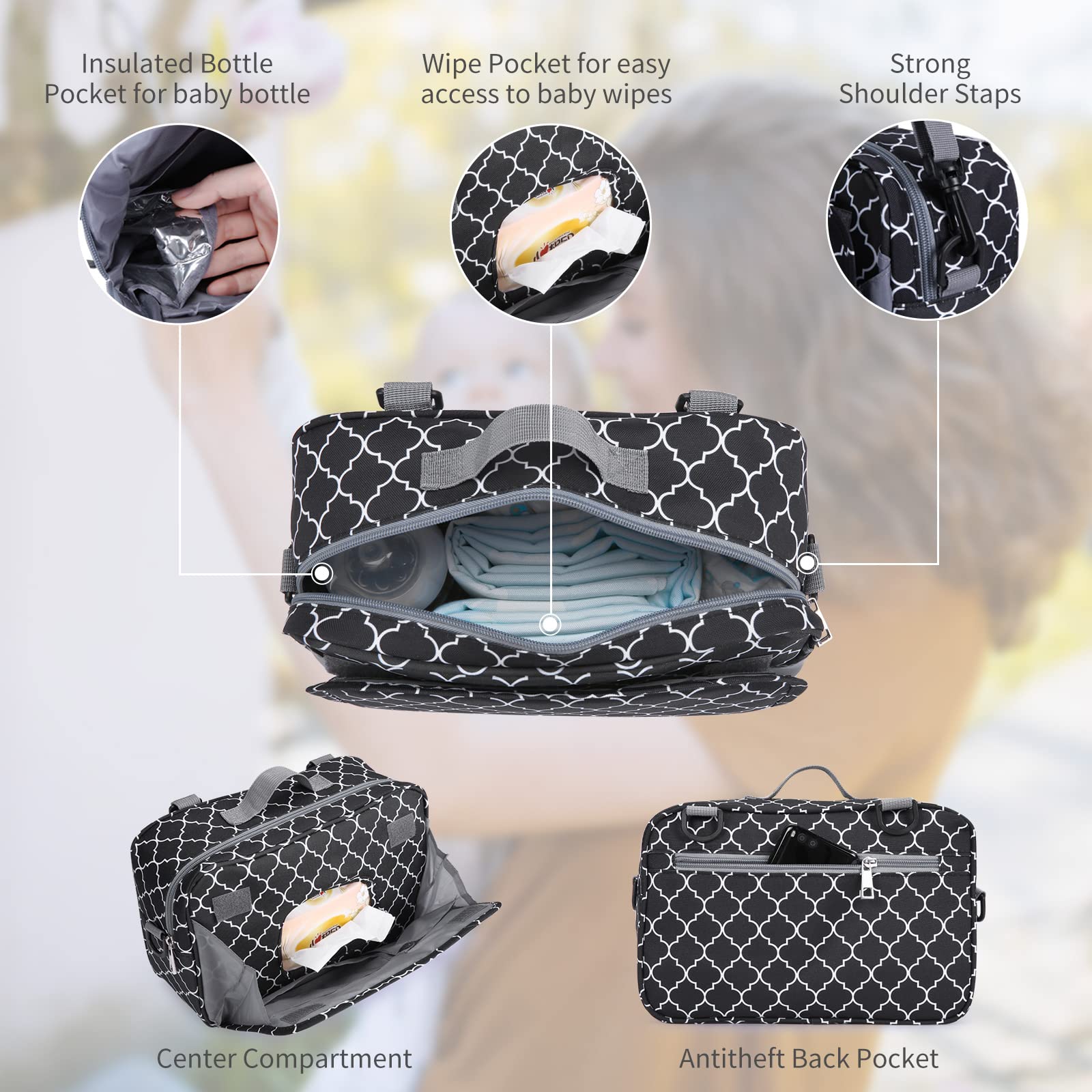 GOGOSO small diaper bag wipe pocket for quick diaper changes on the go
