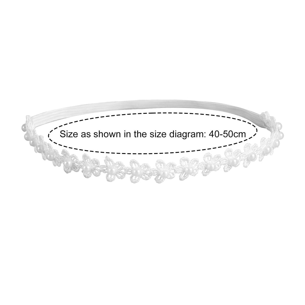 Goktvai adjustable headband white lace demonstrates versatile fit for newborns to toddlers.