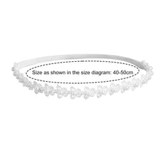 Goktvai adjustable headband white lace demonstrates versatile fit for newborns to toddlers.