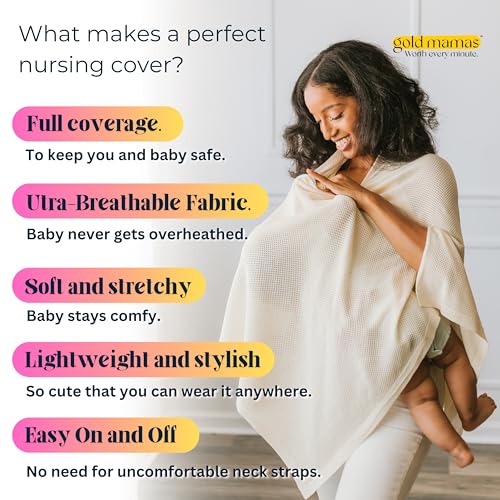 Gold Mamas breathable nursing cover closeup fabric highlights soft knit texture and gentle skin touch