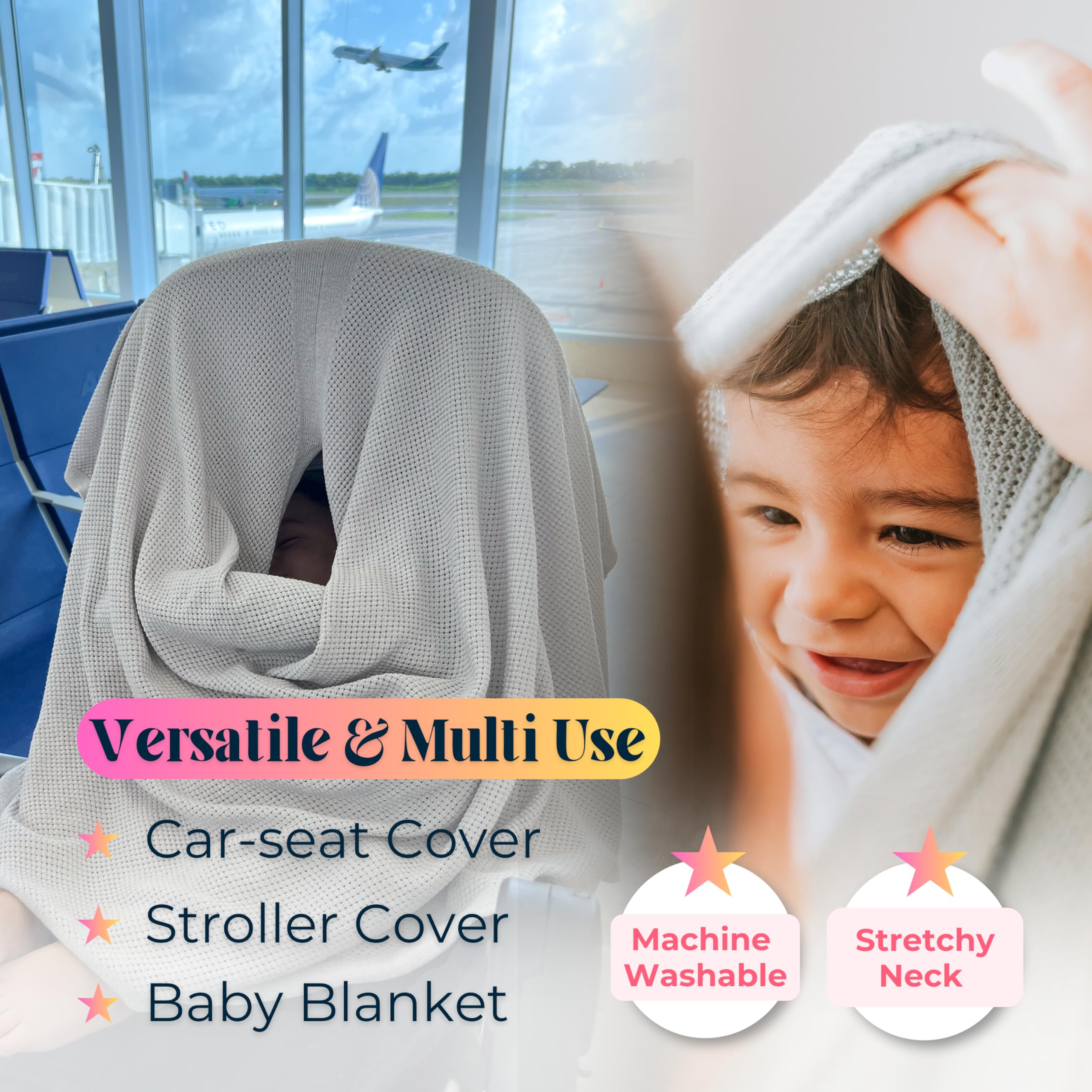 Gold Mamas breathable nursing cover multi-use poncho illustrates stylish versatility and year-round use