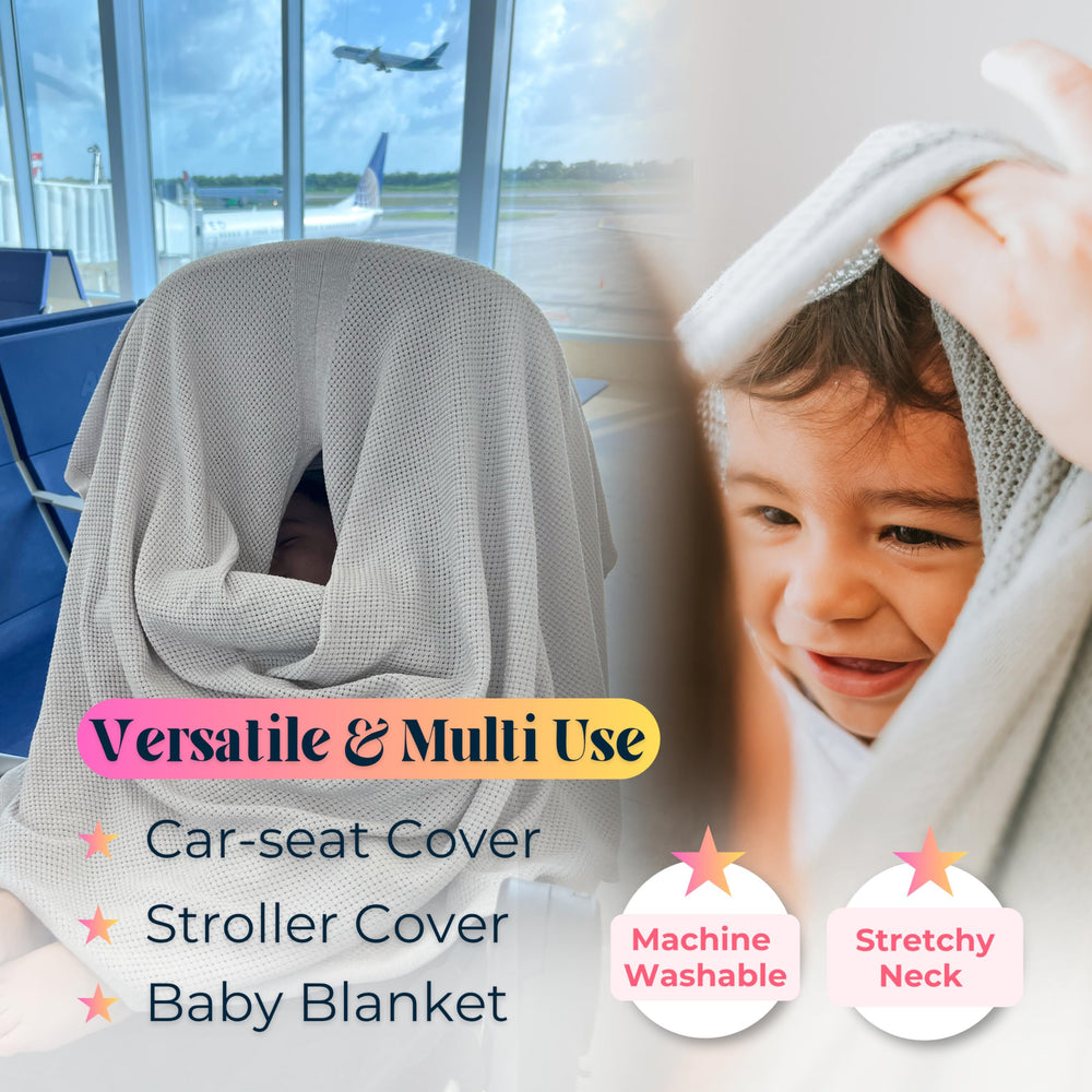 Gold Mamas breathable nursing cover multi-use poncho illustrates stylish versatility and year-round use