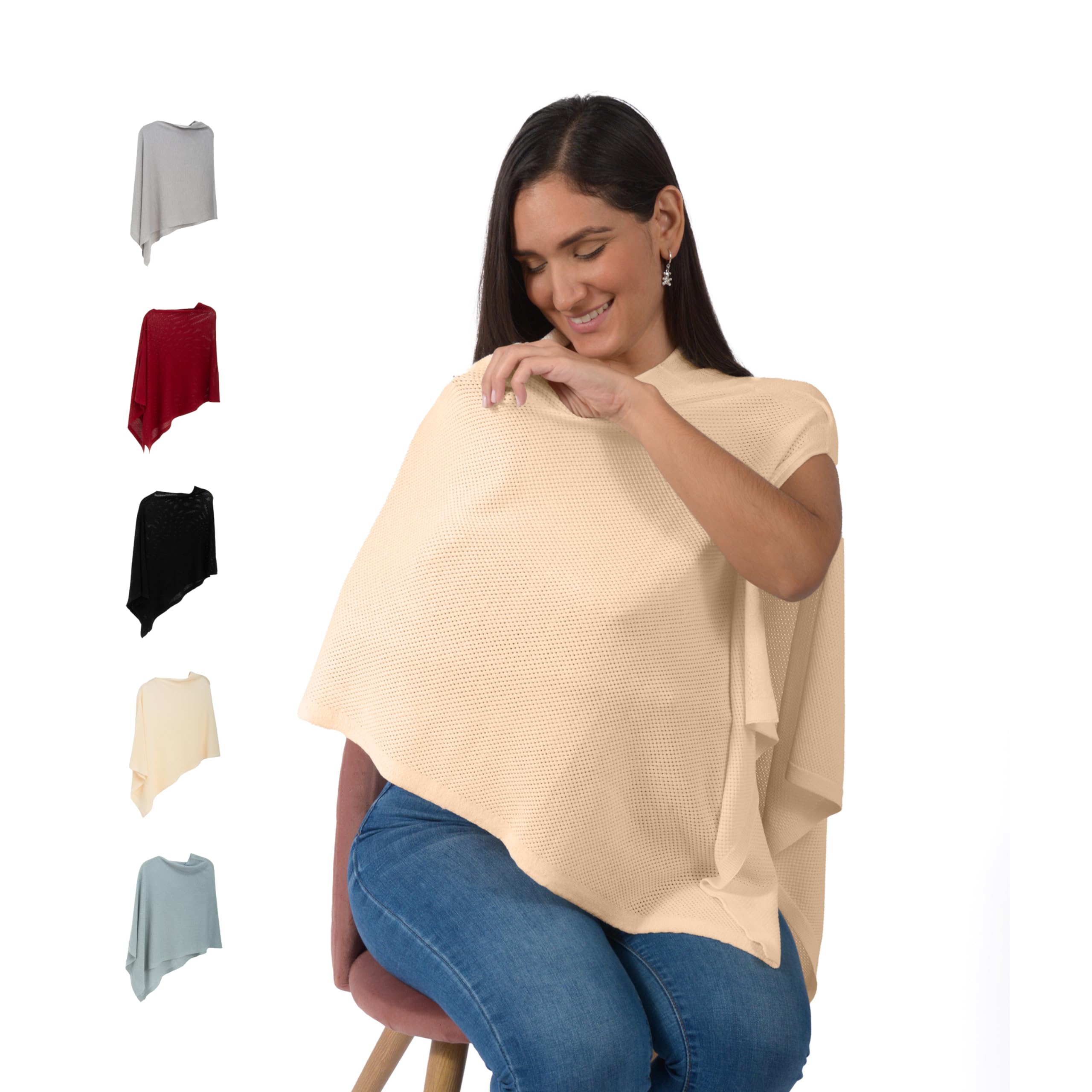 Gold Mamas Ponchy nursing cover privacy front view for discreet breastfeeding