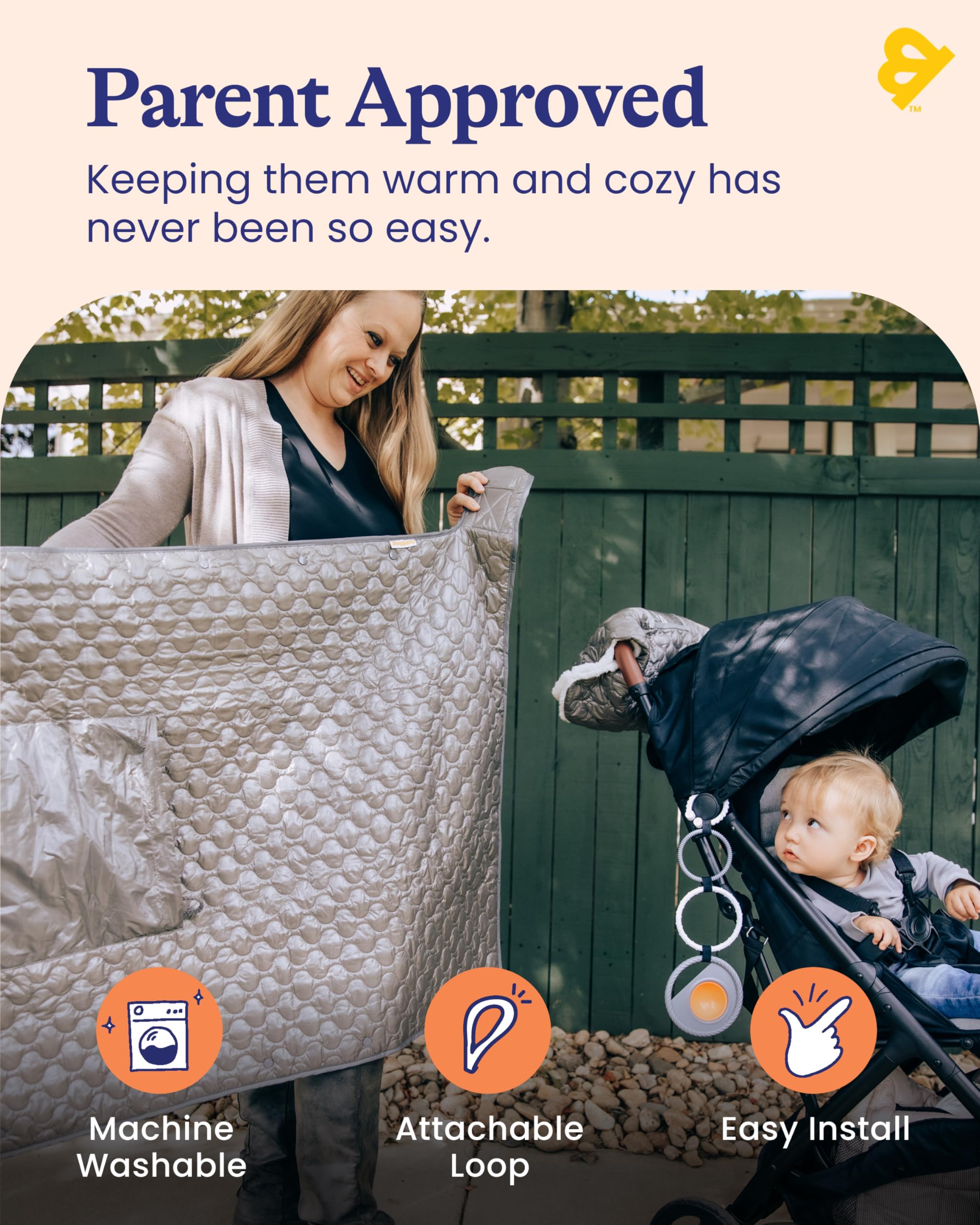 Goldbug baby blanket easy-care wipes clean, quick-dry.