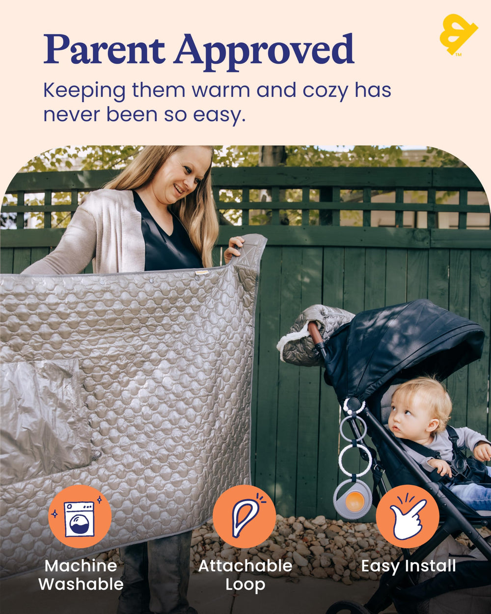 Goldbug baby blanket easy-care wipes clean, quick-dry.