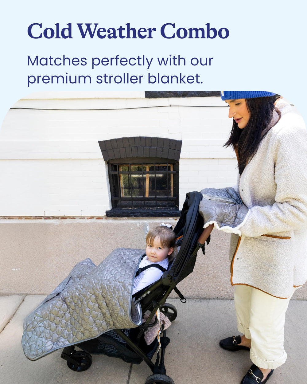 Goldbug baby blanket folded compact for easy bag storage.