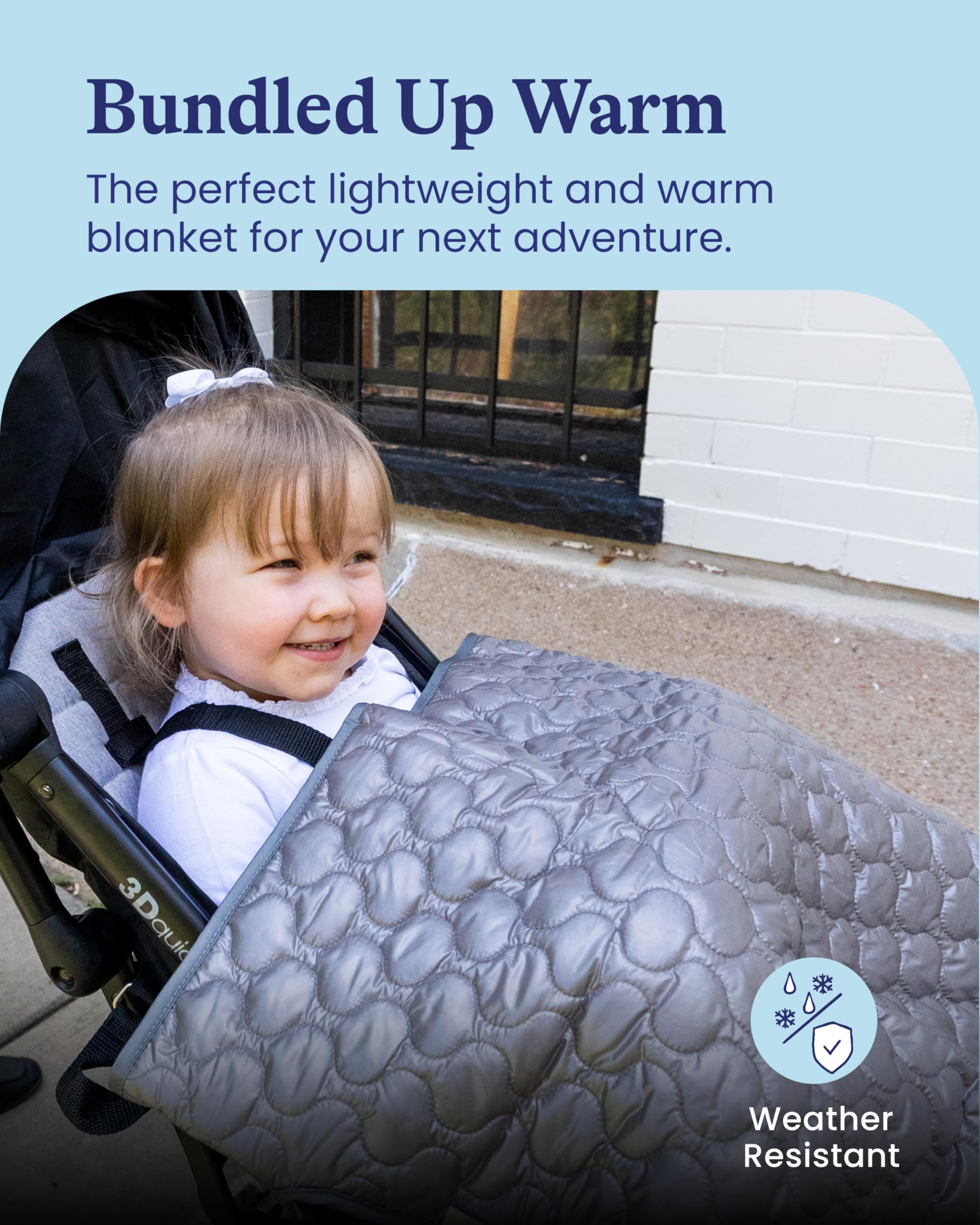 Goldbug baby blanket warm fleece lining offers cozy warmth on chilly mornings.