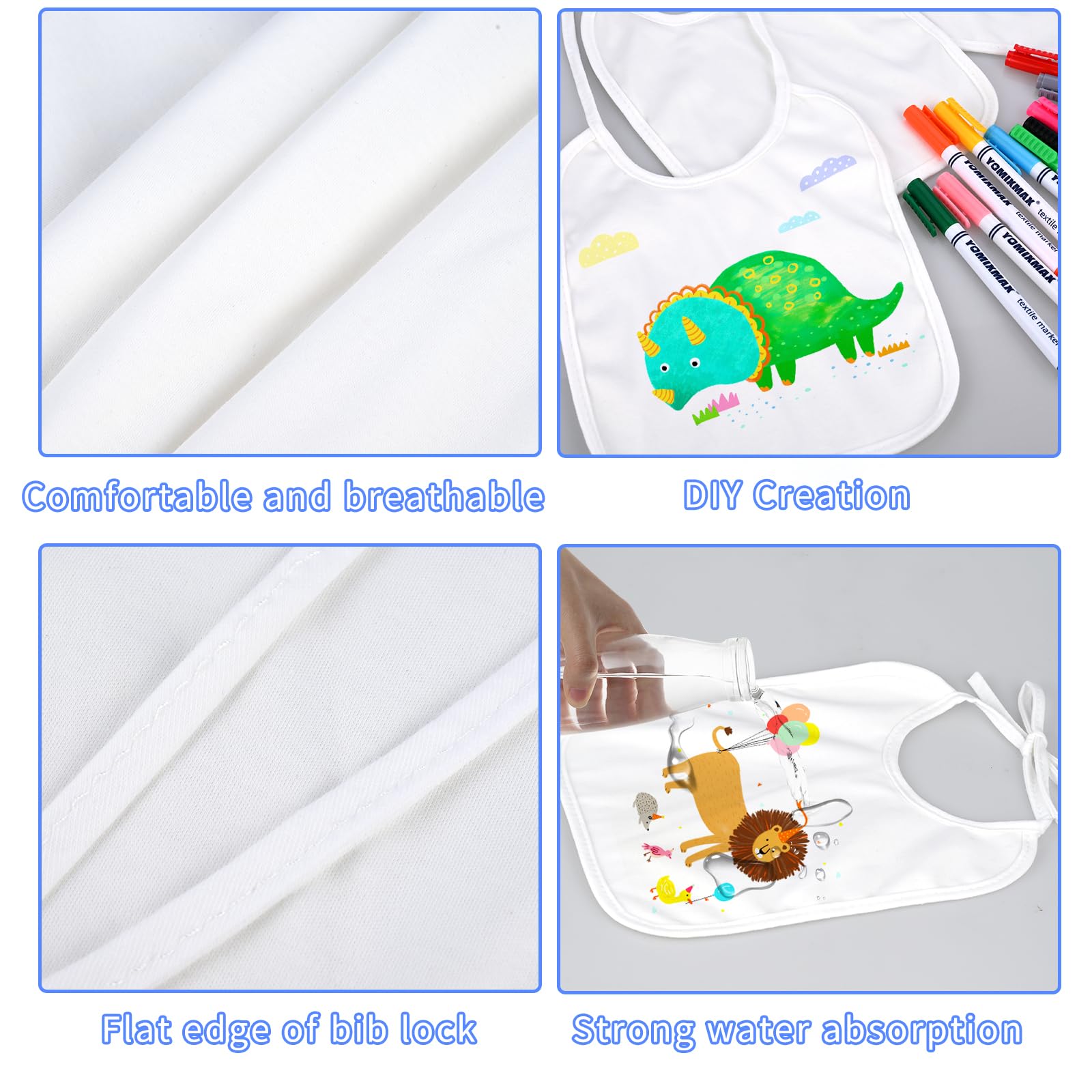 Non-toxic textile markers for safe, vibrant baby bib artwork