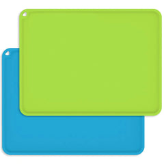 This Goldleaf silicone kids placemat blue folded for on-the-go dining
