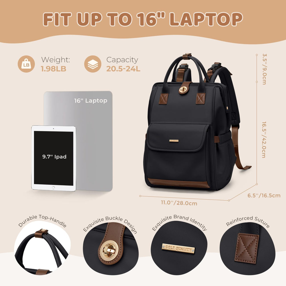 GOLF QUALITY diaper bag backpack back view showcases padded straps for all-day comfort.