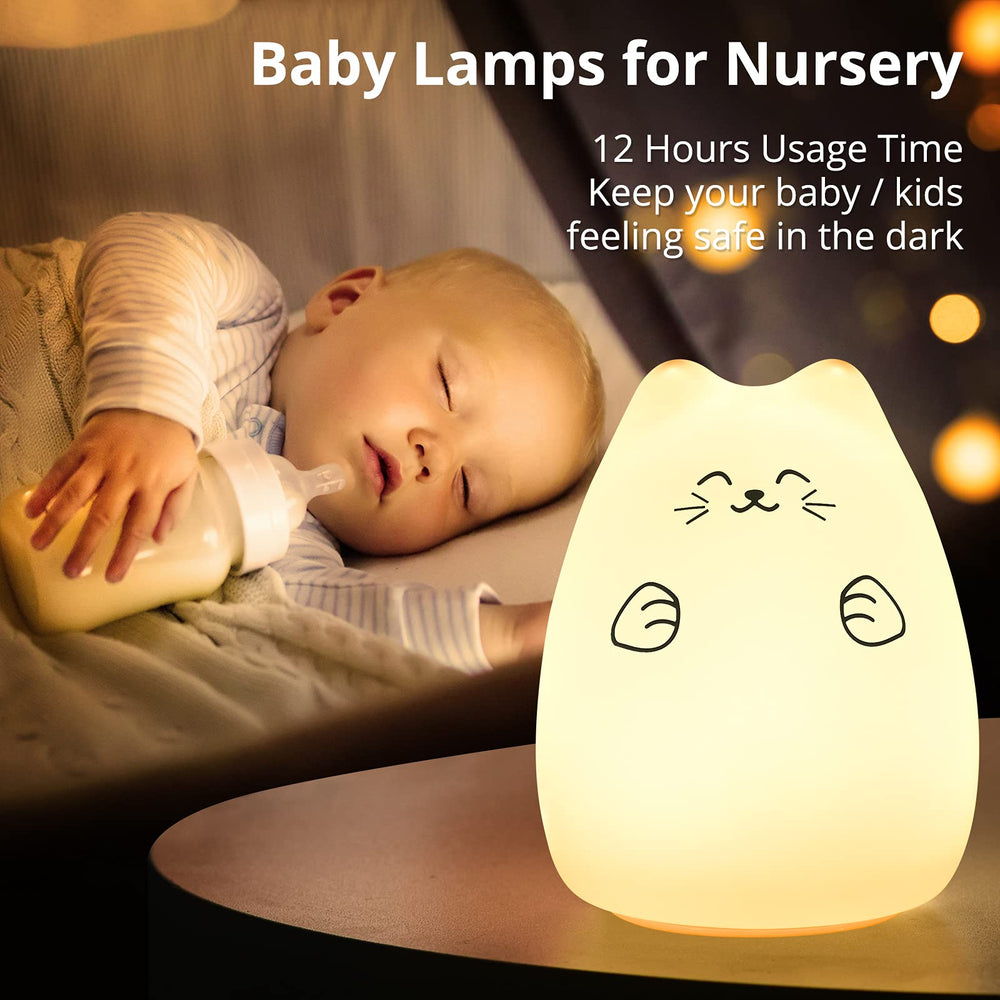 GoLine cat shape lamp showcases 7-color breathing modes for cozy sensory play.