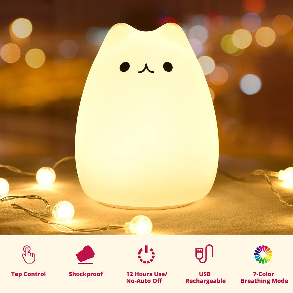 GoLine Cat Lamp tap-control enables easy on/off and light mode switching.
