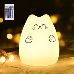 GoLine cute night light kitty face glows softly for bedtime calm and safe sleep.