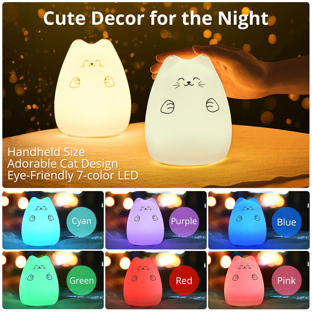 GoLine kitty lamp with remote control shows vibrant colors for playful lighting scenes.