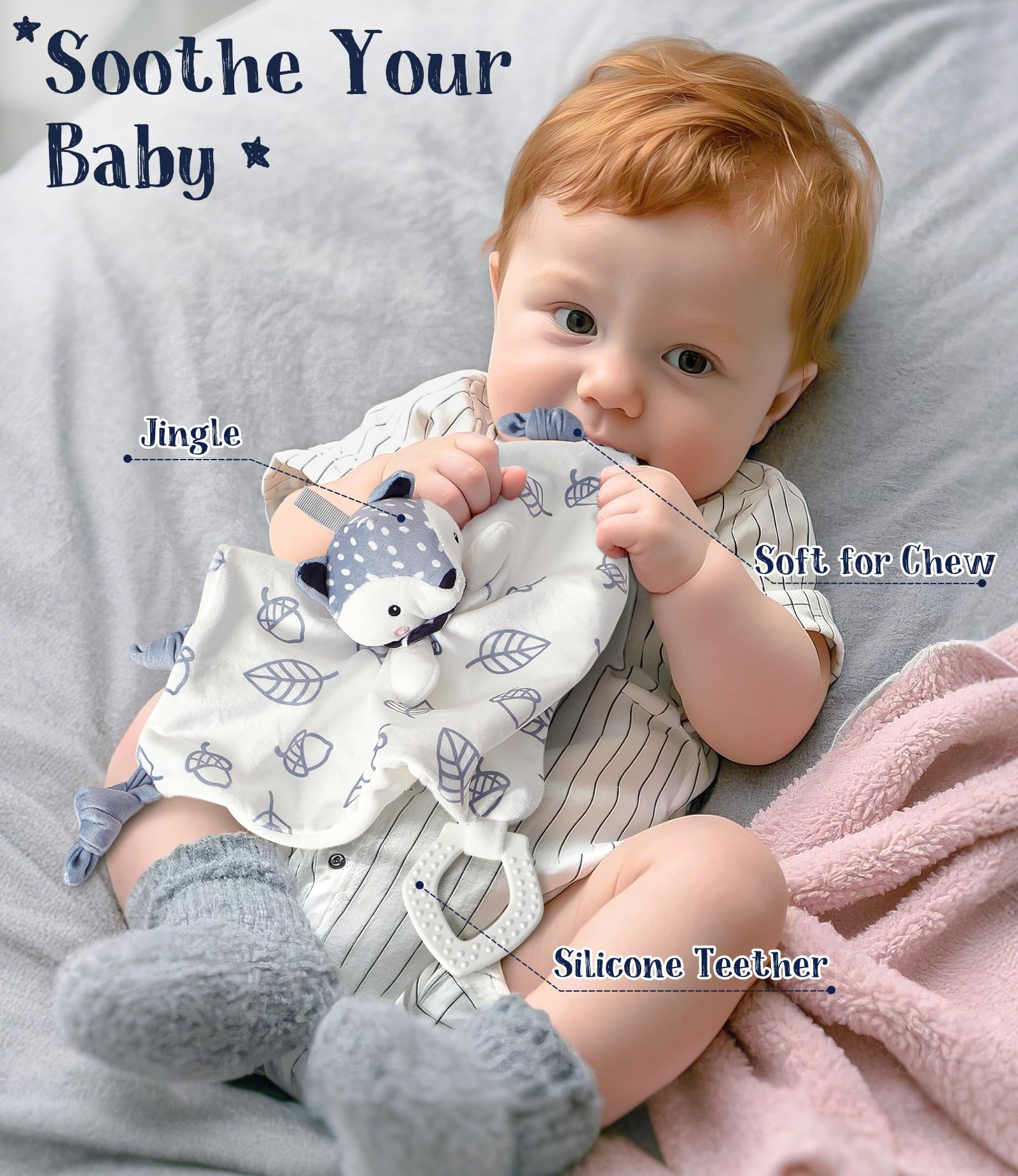 Golray fox lovey with teether for soothing and engagement