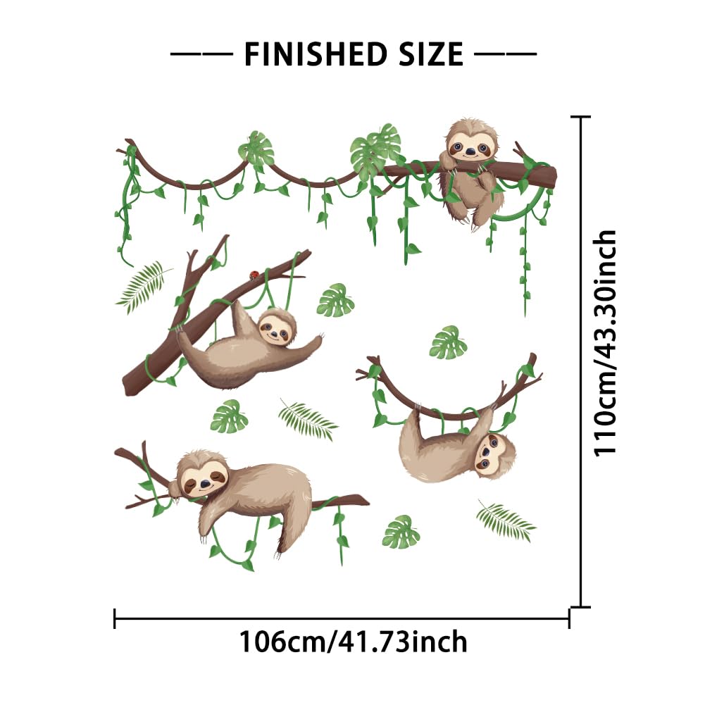 GOMAKERER sloth wall stickers for nursery decor create a cozy learning corner.