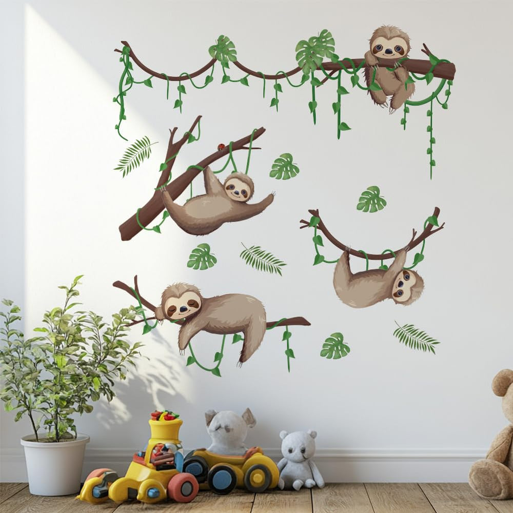 GOMAKERER two-sheets sloth stickers offer versatile decor options.