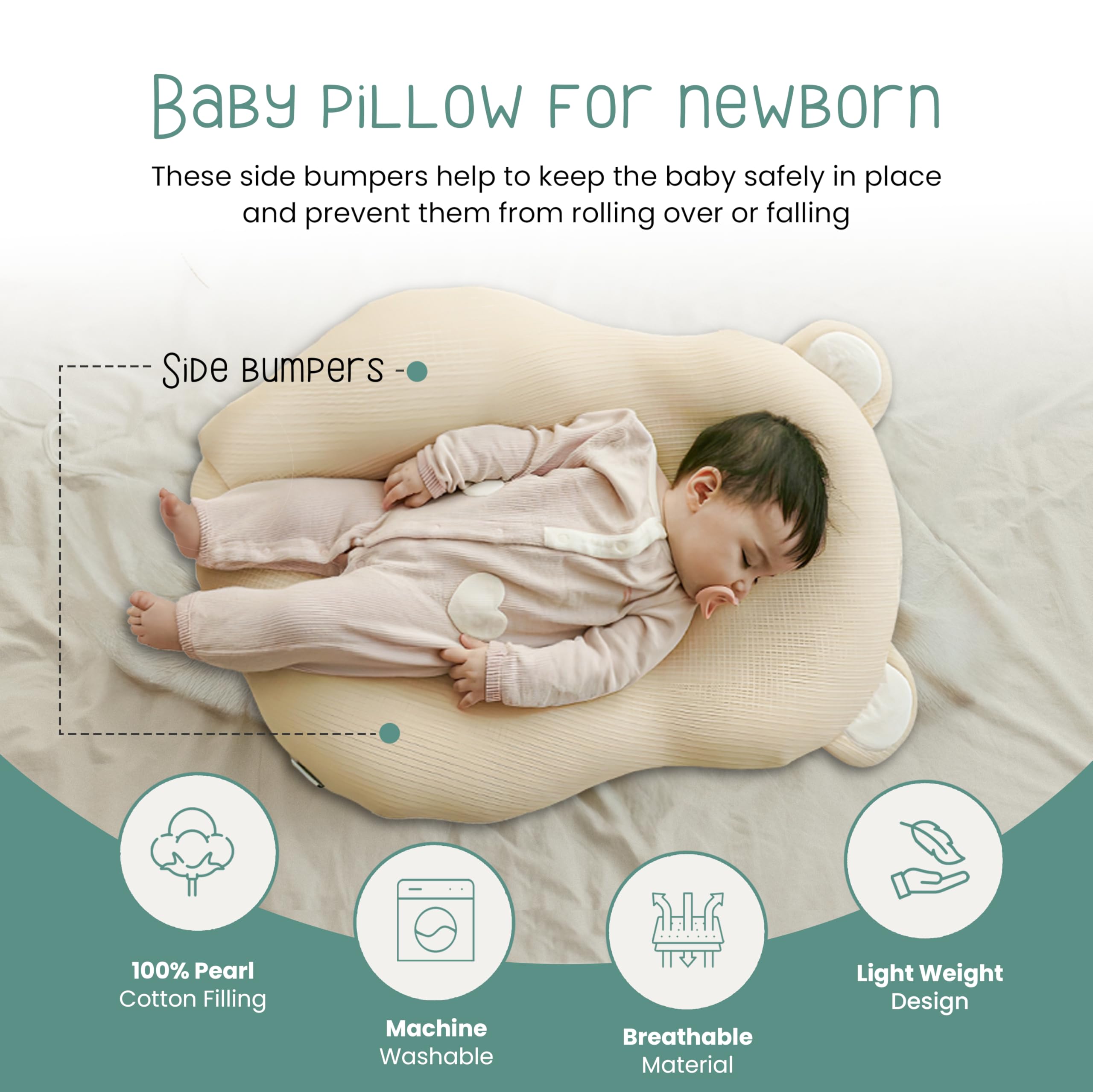 Gomigomi baby pillow setup for tummy time