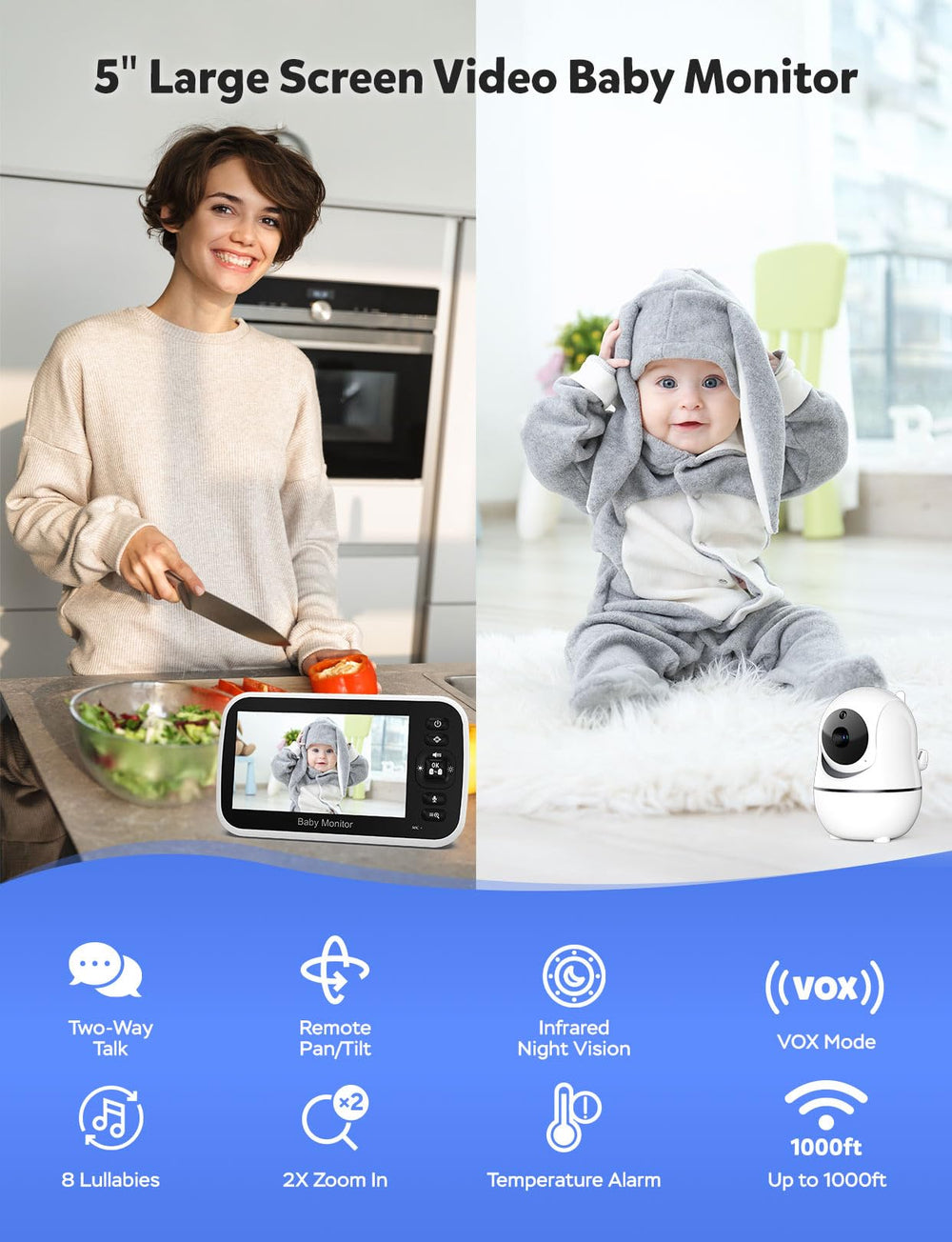 GoodBaby camera 355° rotation captures every corner of the nursery.