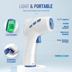 GoodBaby forehead thermometer fever alarm colors indicate temperature level at bedside.